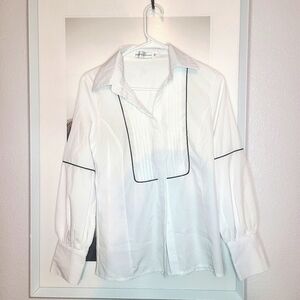 White Button Up Collared Blouse - Small